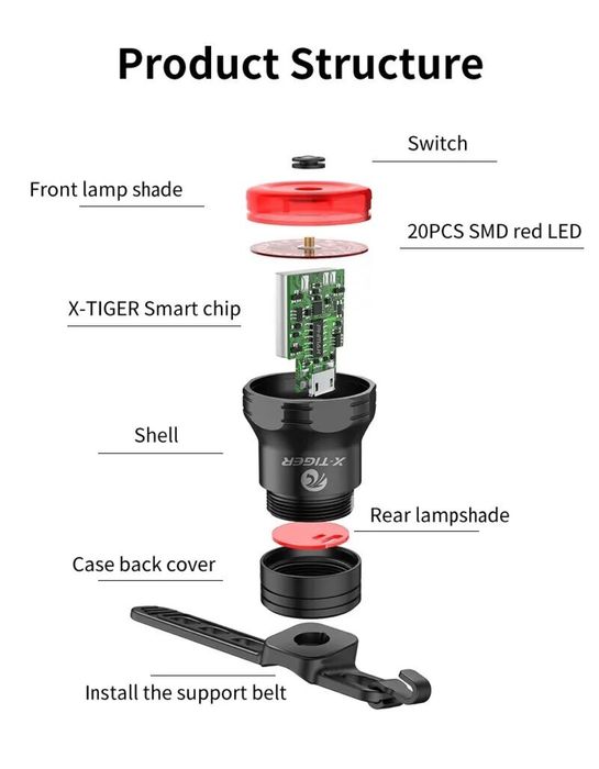 Велосипедний задній ліхтар X-TIGER