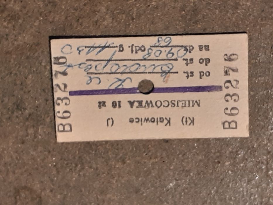 Stary bilet kolejowy PKP kartonik + papier 1968