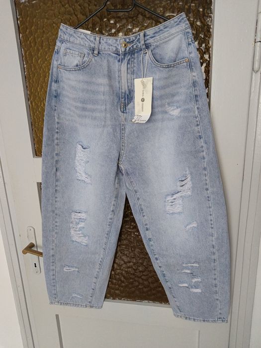 Jeansy M Sara balony z dziurami super modne