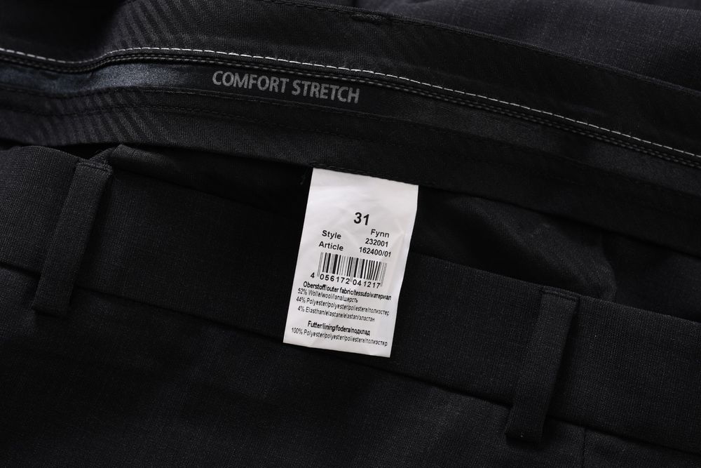 COMFORT STRETCH ciemnoszare spodnie garniturowe 52% wełna strecz r. 64