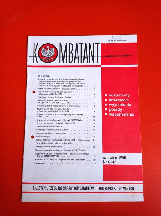 Kombatant, biuletyn, nr 6/1996, czerwiec 1996