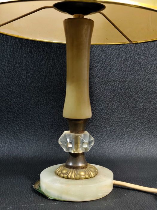 Lampa Stołowa Alabaster Mosiądz