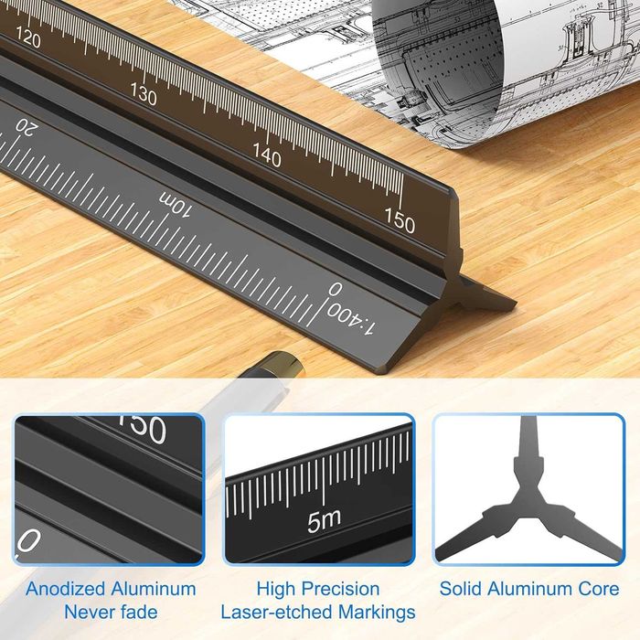 Kit 2x Réguas para Engenharia e Arquitetura Joligaea