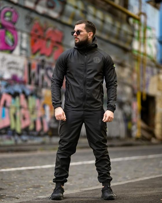 Костюм Тактический СофтШелл на Флисе STONE ISLAND Black! Костюм Тактичний Чорний СофтШелл STONE ISLAND! Костюм Soft Shell Осень-Зима! Размеры S-4XL!