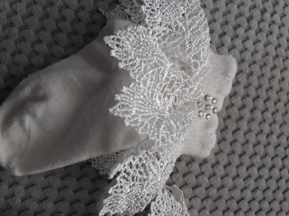 sukienka do chrztu, opaska, skarpetki