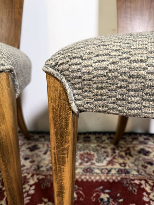 Krzesła PRL proj. J.Halabala Czechy lata 60. buk mat fargotex vintage