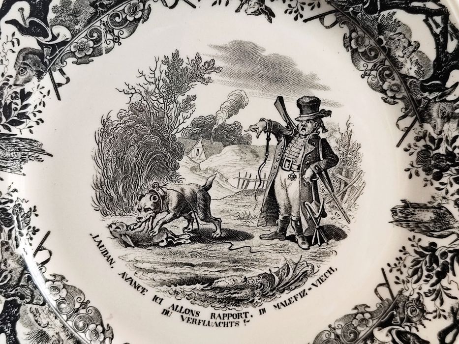 Villeroy & Boch talerz #4 dekor myśliwski „Hunting Satire” SAAR, 1952+