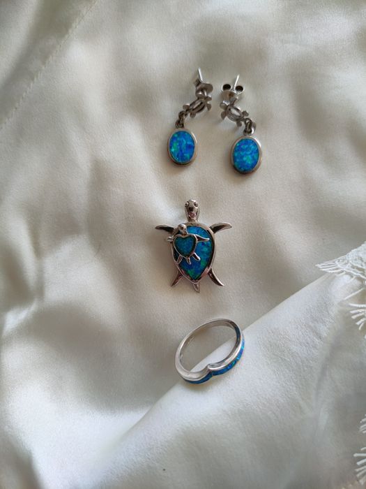 Niebieski opal srebro