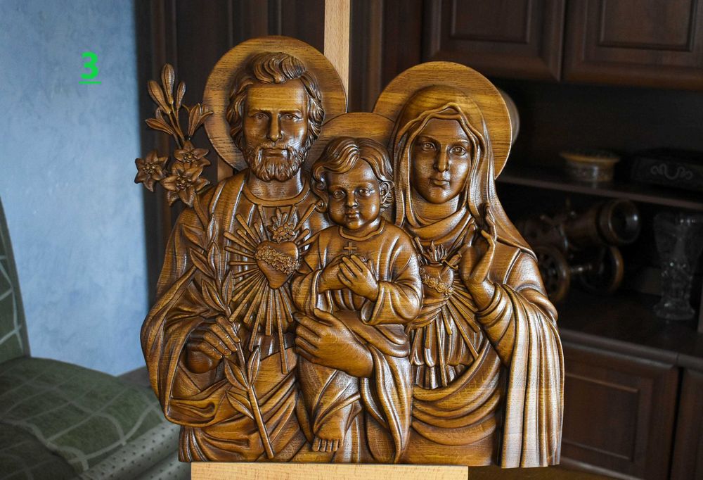 Образ Ісус, Свята Сім'я, Свята Родина, панно з дерева, ікона, образ