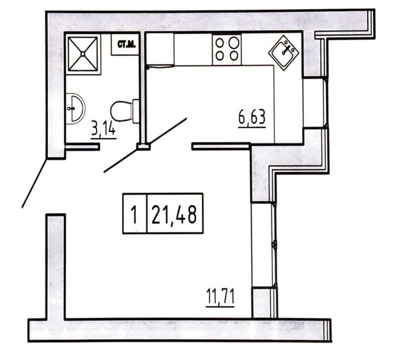 1-room apartment apartment by the address st. Fruktovaya (area 21,5 m²) - Atlanta.ua - photo 3