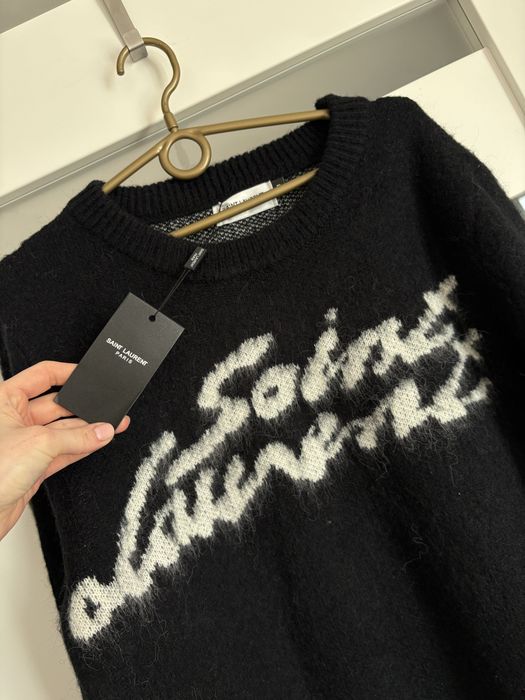 Saint laurent sweter czarny piekny wełniany