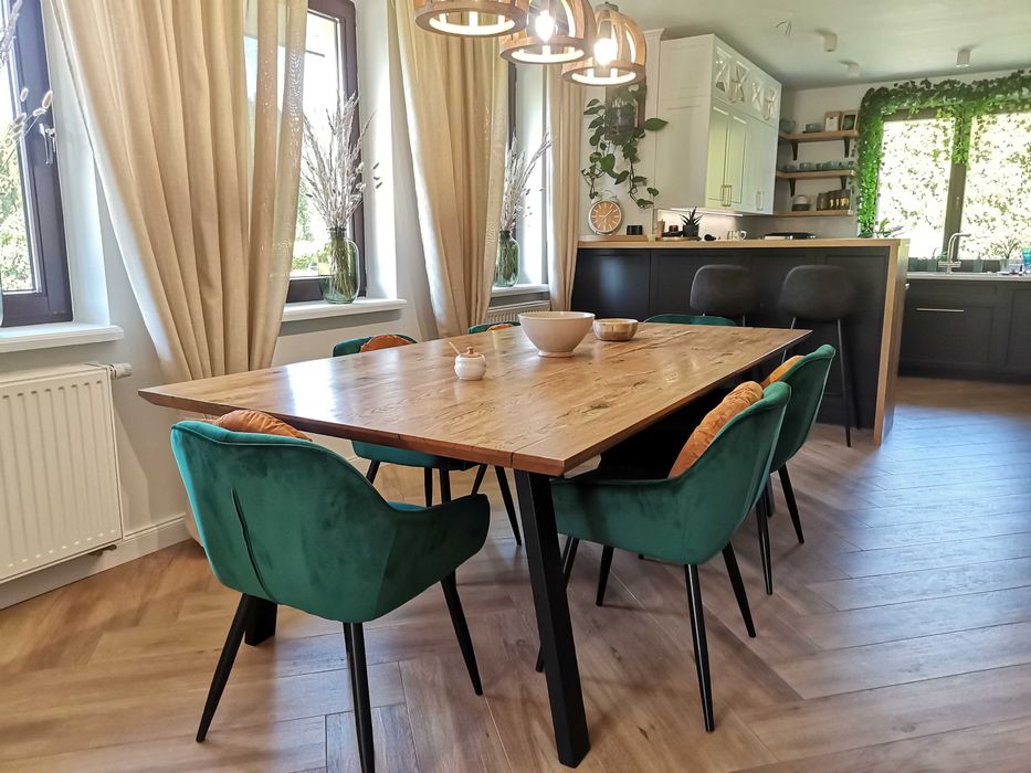 Stół dębowy rozkładany loft nogi stalowe