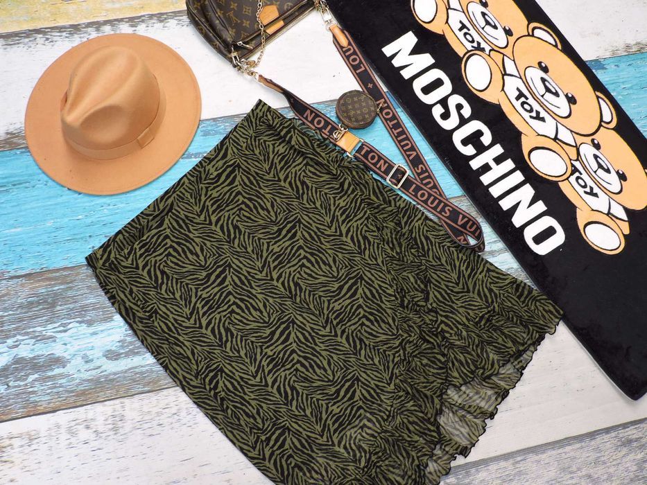 Vrs spódniczka khaki falbanki pas guma 2XL