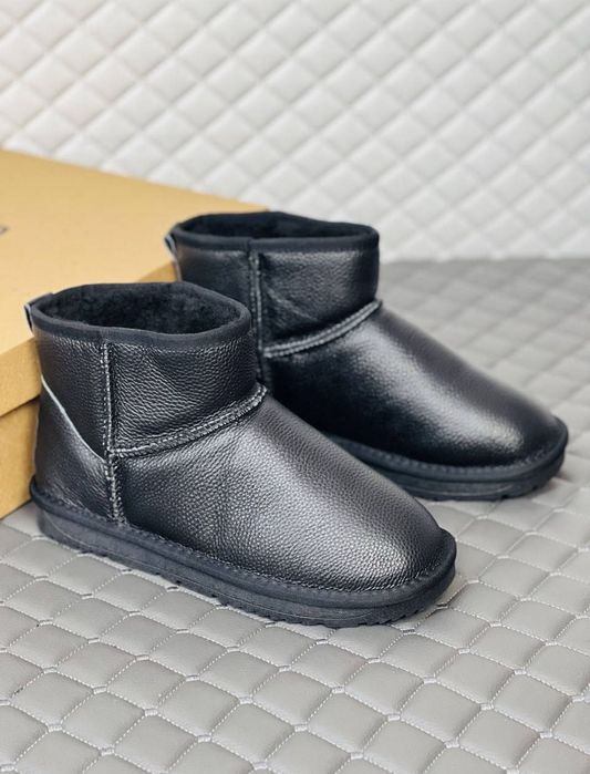 Кожаные мужские угг мини на шерсти IGG mini leather