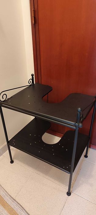 Móvel para Lavatório WC em Ferro Preto – 2 Prateleiras