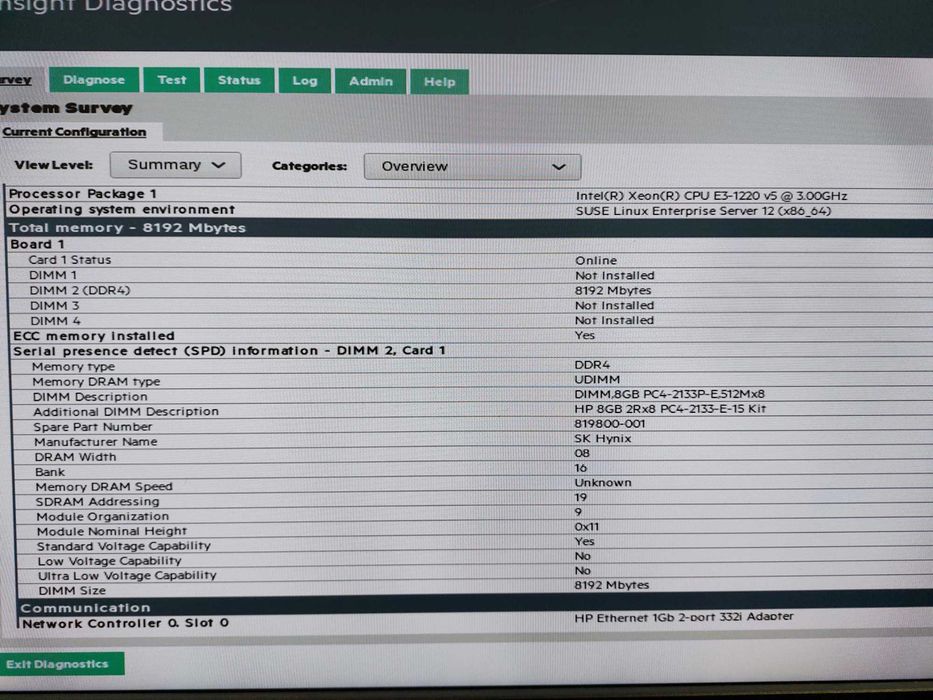 Serwer HPE ProLiant ML30 G9 E3-1220 V5 8 GB RAM