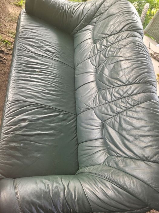 Meble skórzane. Sofa i fotel na taras