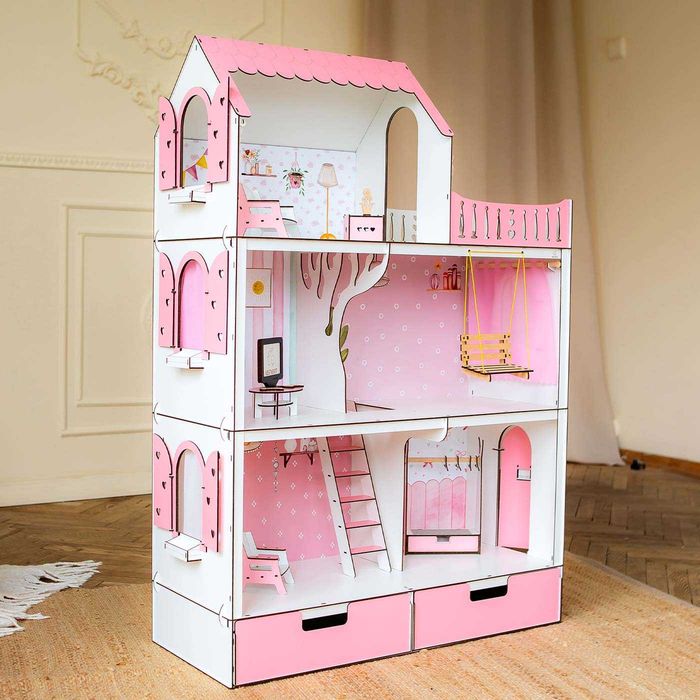 Ляльковий будинок ЛЮКС Барбі + меблі ВІТАЛЬНЯ кукольный домик Барби