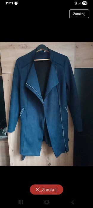 Płaszcz granatowy zamszowy