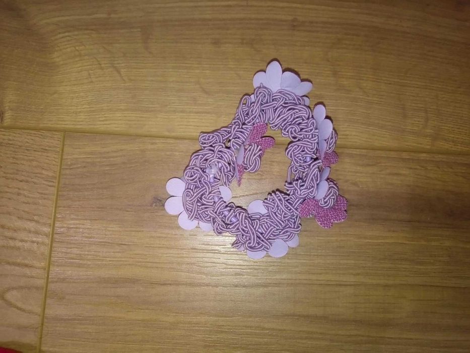 Gumka spinka do włosów z materiału ozdobna zapinka różowa kwiaty PRL