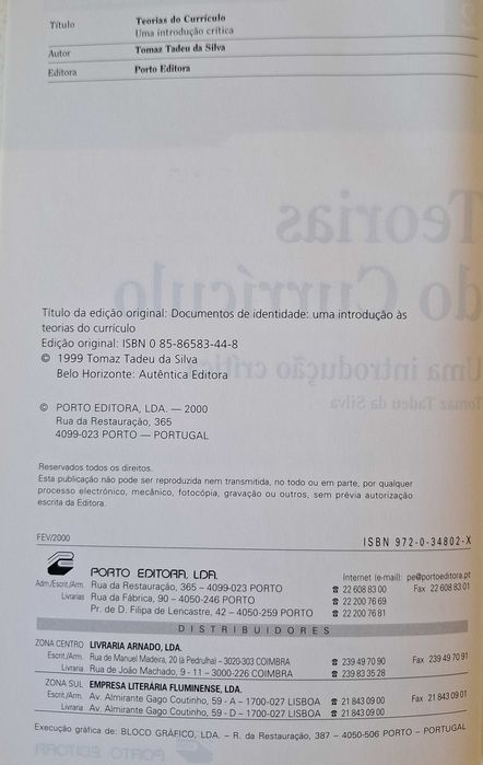 Livros (Teorias Educacionais e Currículo)