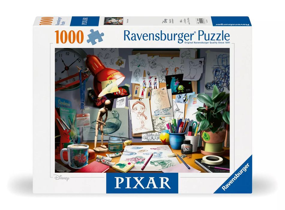 Puzzle 1000 elementów. Biurko artysty Disney Pixar. Ravensburger
