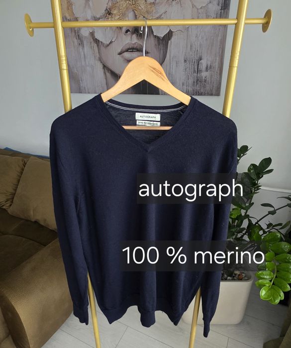 Autograf męski sweter 100 % merino wool Xl