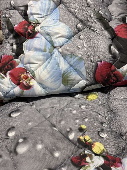 Тёплое одеяло стёганое из овечьей шерсти ковдра на овчині двоспальна