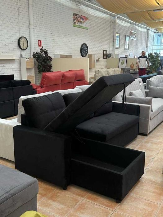 oferta sofa cama chaisselongue e baú envio grátis