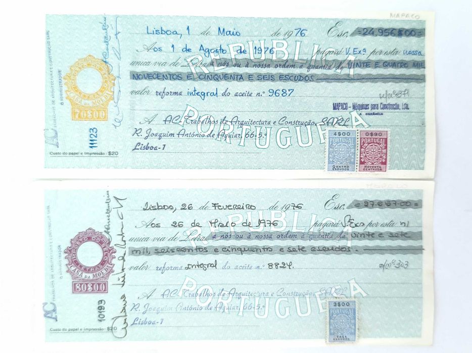 Cheques bancários da década de 1970, Portugal   Лот 128
