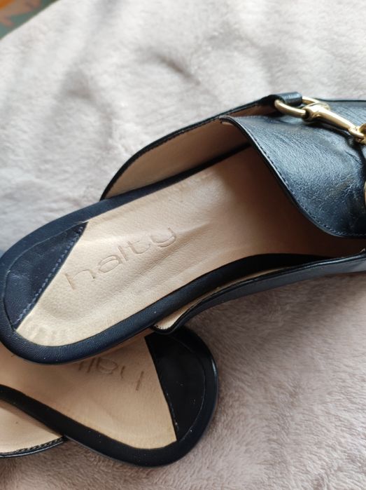 Mules em pele verdadeira, Azuis marinho, Haity