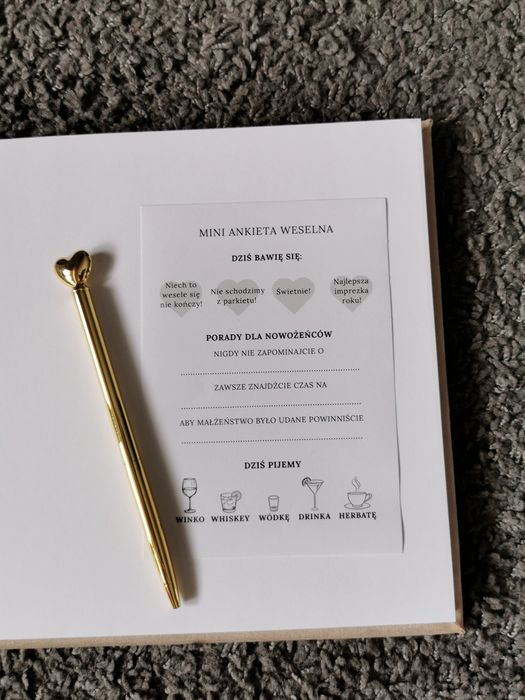 Ankieta weselna urodzinowa  papier samoprzylepny