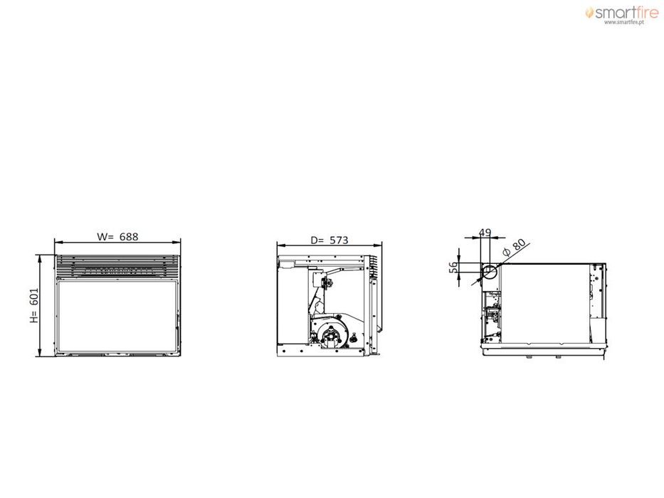 Recuperador de Calor a Pellets – Fogo Montanha Square D - Pouco Usada
