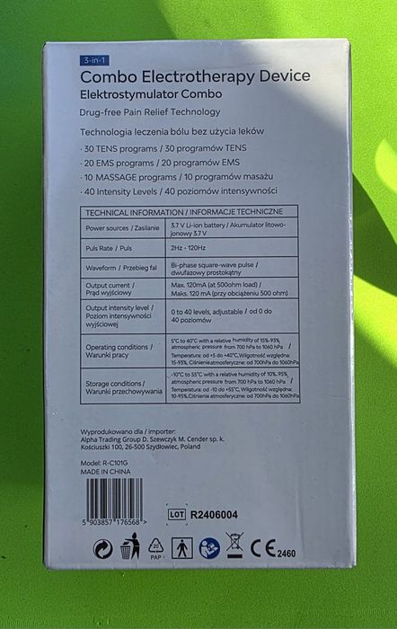 Nowy Elektrostymulator mięśni i nerwów TENS EMS MASAŻ 60 programów ALP
