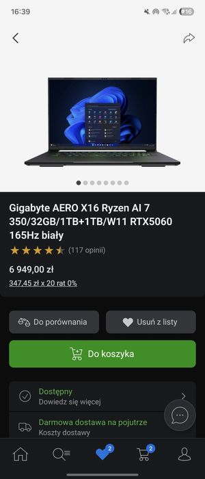 Na długiej gwarancji, Jak Nowy Gigabyte AERO X16 | Ryzen AI 7 | RTX 5060 | 32GB RAM | 2TB | Karta gwarancyjna | PEŁEN ZESTAW