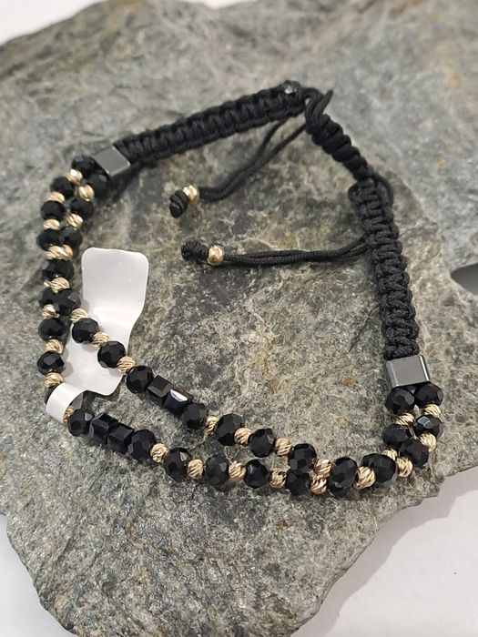 Bransoletka na sznurku Podwójna z dodatkiem złota Pr.585 Nowa