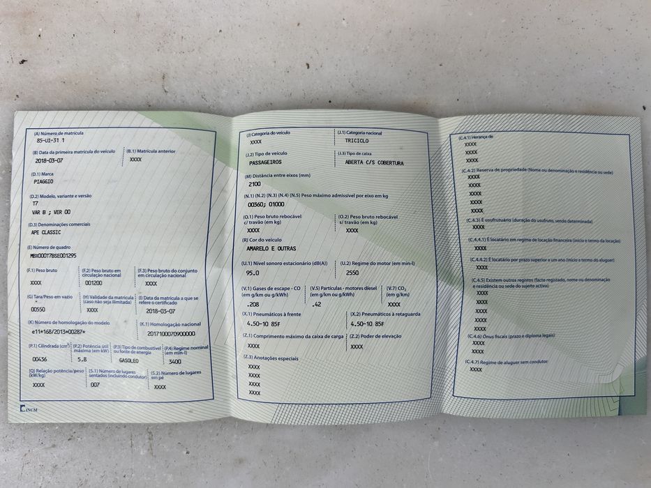 Tuk tuk Piaggio novo modelo Euro4 7pax