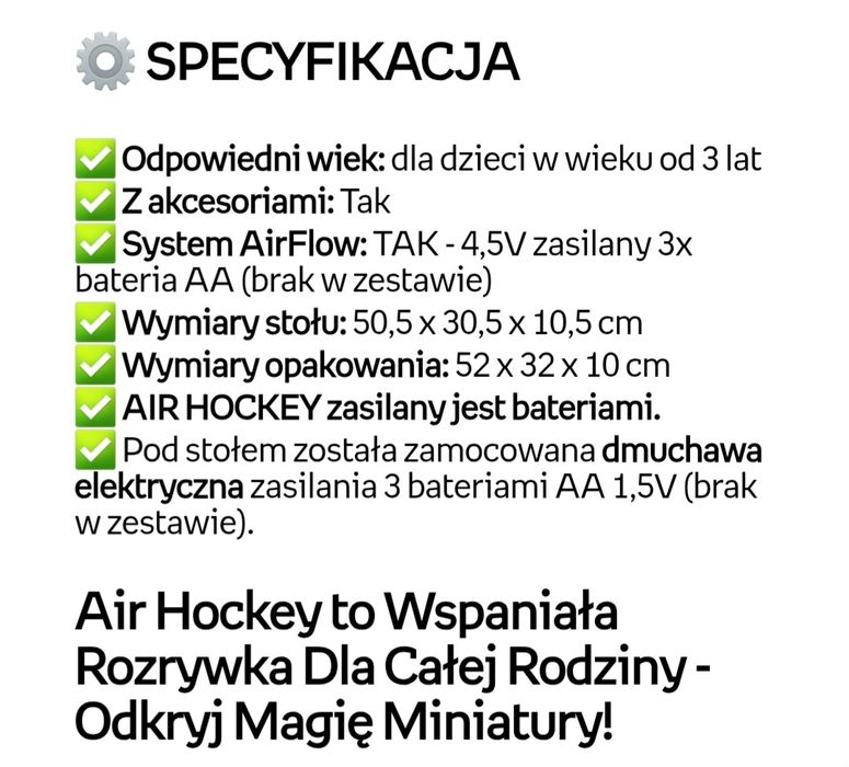 Cymbergaj air Hockey mini stół powietrzny hokej dla dzieci