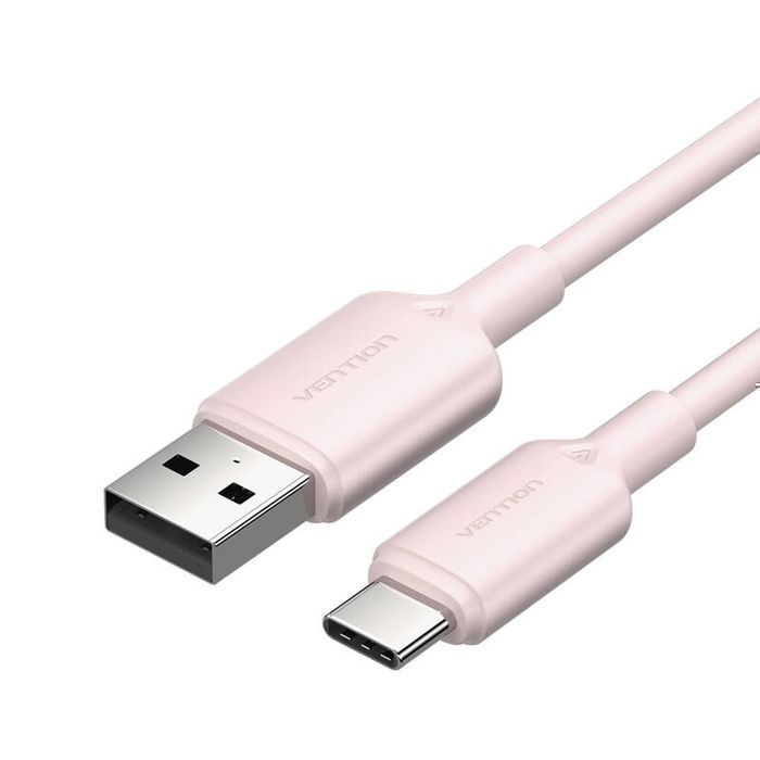 Kabel USB Vention 2M USB-A do USB-C Różowy Szybkie Ładowanie