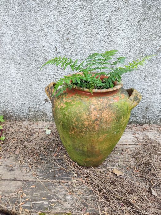 Vaso cerâmica rústico grande com asas laterais