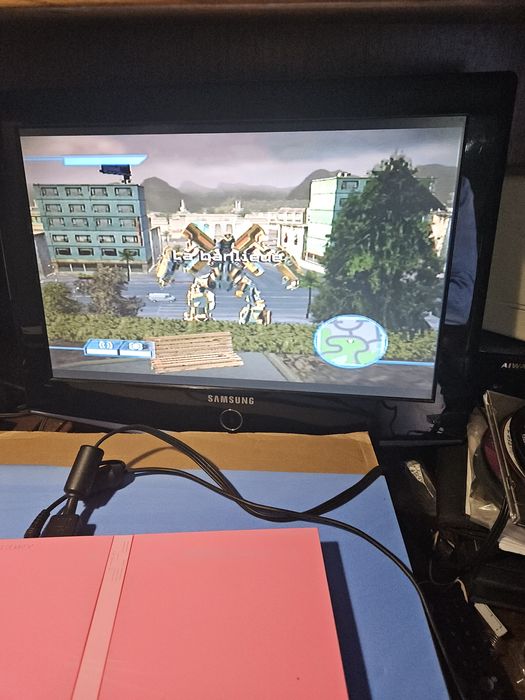 Ps2 rosa com dois comandos