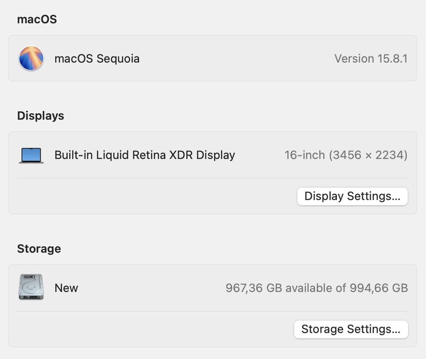 MacBook Pro 16 2021 M1 MAX 64GB RAM 1TB SSD 95%