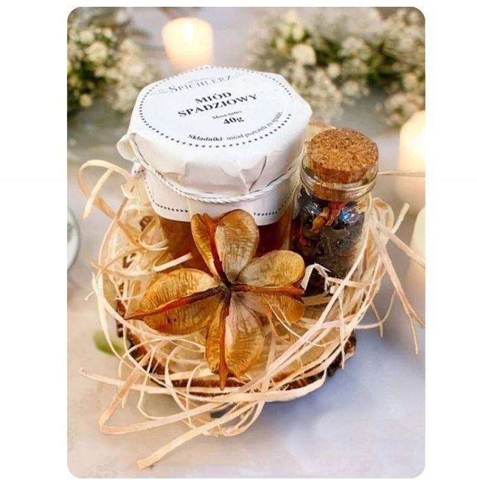 Gotowy kosz prezentowy upominek Podziękowania herbata miód