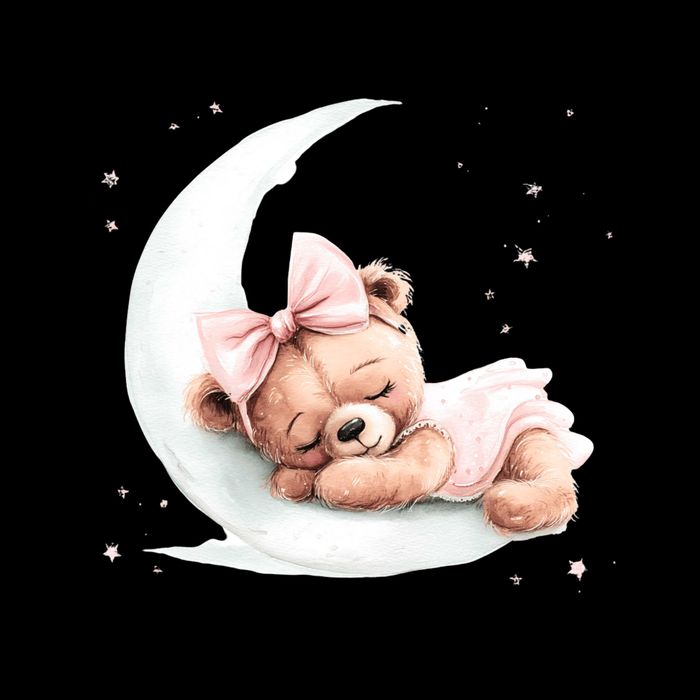 miś śpiący na księżycu dekoracje sali ścianka balonowa urodzin chrzest