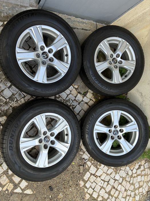 4 Jantes de 16 TOYOTA genuinas + pneus DUNLOP 215/65 semi novos IMPEC