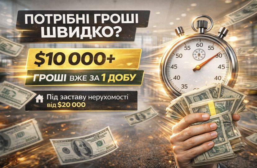 Займ БЕЗ ДОВІДОК‼️ВІД 10.000$‼️Під нерухомість від 20.000$ ЗА ДОБУ