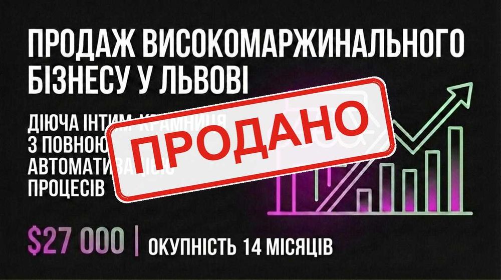Продаємо Інтим-Крамницю: Чистий прибуток 1,900$/міс. Окупність 14 міс