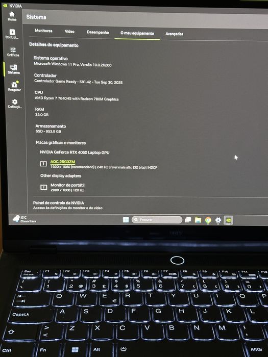 Portatil Gaming Lenovo RTX 4060 32gb Ram Ryzen 7