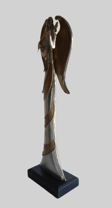 Grande Escultura em Chapa - Anjo a tocar - 59 cm