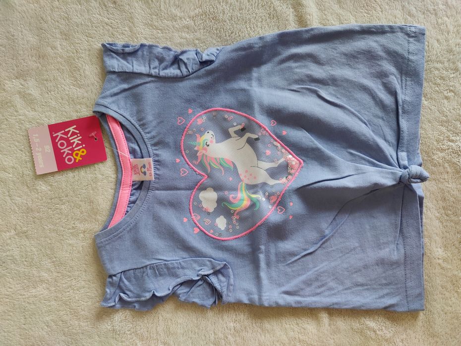 Nowa bluzka na krótki rękaw Kiki&Koko 92cm jednorożec t-shirt